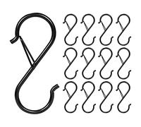 KINBOM 12 Pièces Petits Crochets S, Crochets en Métal Robuste avec Boucle de Sécurité pour Bureau Cuisine Salle de Bains Jardin Armoire (Noir)