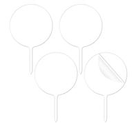 KINBOM 15 cm Décoration de Gâteau en Acrylique, 4 Pièces Grande Réutilisable Décoration de Gâteau d'Anniversaire Décoration de Gâteau Personnalisée Cristalline avec Bâton pour Mariage Fête (Rond)