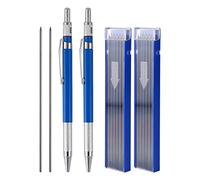 KINBOM 2 Pcs Crayons de Soudeur Streak avec Taille-Crayon Intégré, 24 Pièces 2mm Ronds Recharges de Crayons, Crayons Mécaniques pour Construction Marqueur Métallique Soudeurs Plombiers (Bleu)