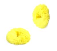 KINBOM 2 Pièces Chouchous à Cheveux en Fausse Fourrure de Lapin en Peluche, Élastiques Moelleux Queue de Cheval Accessoires pour Cheveux (Jaune)