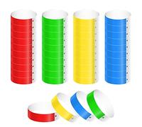 KINBOM 200 Pièces Bracelet d'Identification Néon, Bracelets Papier Imperméables Bracelets d'Événement Bracelets de Fête Colorés Brassards pour Événements Bars Discothèques (Vert, Rouge, Bleu, Jaune)