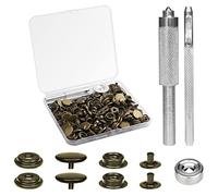 KINBOM 200pcs Boutons Pression Cuir, 15 mm Boutons Pression Metal Snaps Acier Inoxydable Kit de Réparation de Boutons-Pression 50 Ensembles de Boutons pour Sacs Jeans Vêtements (Bronze)