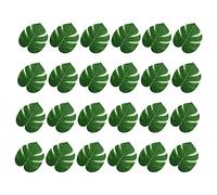 KINBOM 24 Pcs 15cm Feuilles de Palmier Artificielles, Faux Feuilles Tropicales Vert Feuilles de Monstera Artificielles pour Hawaiian Luau Jungle Party Anniversaire Safari Décorations de Table (S)
