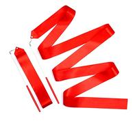 KINBOM 2pcs Rubans de Danse, 2m Long Rubans Danse Tourbillonnant Ruban de Gymnastique pour Enfant Danse Artistique Formation Fête, avec Baguette de Danseur de Ruban (Rouge)