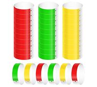 KINBOM 300pcs Bracelet d'Identification Néon, Étanches Bracelets en Papier pour Événements Colorés Bracelet Entrée Soirée pour Fêtes Concerts Festivals de Musique et Foires (Vert, Rouge, Jaune)