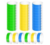 KINBOM 300pcs Bracelet d'Identification Néon, Imperméables Bracelets pour Événements Bracelet Entrée Soirée Bracelets en Papier pour Fête Festivals de Musique Concerts Foires PE (Vert, Jaune, Bleu)