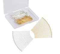 KINBOM 300pcs Épingles à Tête Droite pour Bijoux, 5cm Long Épingles à Tête Fine Argent et Or Épingle Bijoux pour Bricolage Boucle d'oreille Bracelet Collier Pendentif (Épingles à Tête Boule)