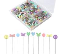 KINBOM 440PCS Epingles Couture Épingles à Coudre epingle Couture a Tete avec Têtes Colorées Tête Plate Épingles Droites Coeur Papillon Bouton Forme pour Coudre Tissu Patch