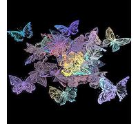 KINBOM 45pcs Autocollants Holographiques, Autocollants Transparents Scrapbooking Imperméables PET Autocollant Papillon Paillette Adhésifs Autocollant Résine pour Agenda Agenda Quotidien (Papillon)