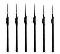 KINBOM 6 pièces Pinceaux pour Peinture, Détail Pinceau Paint Brushes Paint Brushes Watercolour pour Peinture Acrylique Artisanat Miniature Peinture à l'huile Aquarelle (Noir, 3 Spécifications)