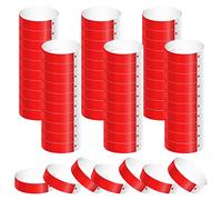 KINBOM 600 Pièces Bracelets Néon Rouge, Bracelets en Papier Imperméables Bracelets d'Événement Bandes de Poignet pour Événements Foires Festivals (Rouge)