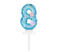 KINBOM 7,5cm Bougie Numéro d'Anniversaire, Bleu Bougies d'Anniversaire Scintillante Bougie Coquillage Paillettes Bougies Chiffres pour Anniversaire Fête sur le Thème de la Sirène (Numéro 8)