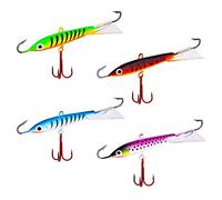 KINBOM Kit de 4 Pièces Jigs de Leurres de Pêche sur Glace - Appâts d'Hiver Réalistes Avec 3 Hameçons Tranchants pour Marigane, Crapet Arlequin, Achigan