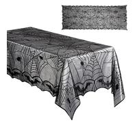 KINBOM Nappe d'halloween, 122x244cm Toile d'Araignée Rectangle de Nappe d'halloween en Tissu Couverture de Table d'halloween pour Intérieur Extérieur Décoration de Fête d'halloween
