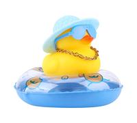 KINBOM Voiture de Canard en Caoutchouc, Canard Voiture Tableau de Bord Canard Jaune Voiture Décoration Tableau de Bord Voiture pour Bureau Chambre Jouet Enfants (Bague Transparente Bleue)