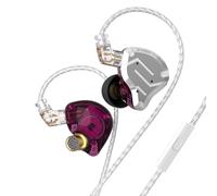 KINBOOFI Écouteurs Intra-Auriculaires KZ ZS10 Pro avec 5 conducteurs 4BA 1DD avec câble 0,75 mm détachable à 2 Broches, pour Musicien, Chanteur et Batteur (Violet, avec Micro)