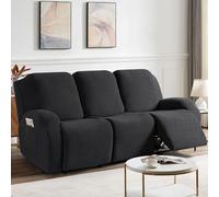 KinCam Housse de Fauteuil Extensible en Jacquard, Housse de Fauteuil Relax avec Poche, Housse Fauteuil Relax pour Chiens et Chats, Douce et Lavable Housse canapé Relax 3 Places Noir