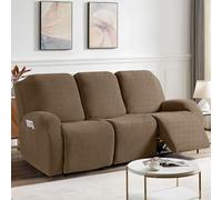 KinCam Housse de Fauteuil Extensible en Jacquard, Housse de Fauteuil Relax avec Poche, Housse Fauteuil Relax pour Chiens et Chats, Douce et Lavable Housse canapé Relax 3 Places Marron Clair