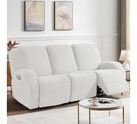 KinCam Housse de Fauteuil Extensible en Jacquard, Housse de Fauteuil Relax avec Poche, Housse Fauteuil Relax pour Chiens et Chats, Douce et Lavable Housse canapé Relax 3 Places Crème