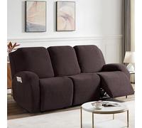 KinCam Housse de Fauteuil Extensible en Jacquard, Housse de Fauteuil Relax avec Poche, Housse Fauteuil Relax pour Chiens et Chats, Douce et Lavable Housse canapé Relax 3 Places Café