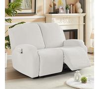 KinCam Housse de Fauteuil Extensible en Jacquard, Housse de Fauteuil Relax avec Poche, Housse Fauteuil Relax pour Chiens et Chats, Douce et Lavable Housse canapé Relax 2 Places Crème