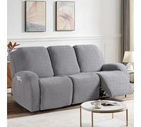 KinCam Housse de Fauteuil Extensible en Jacquard, Housse de Fauteuil Relax avec Poche, Housse Fauteuil Relax pour Chiens et Chats, Douce et Lavable Housse canapé Relax 3 Places Gris Clair