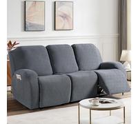 KinCam Housse de Fauteuil Extensible en Jacquard, Housse de Fauteuil Relax avec Poche, Housse Fauteuil Relax pour Chiens et Chats, Douce et Lavable Housse canapé Relax 3 Places Gris foncé