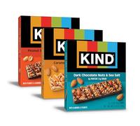 KIND Assortiment de 18 barres de noix au chocolat noir et sel de mer, beurre d'arachide, chocolat noir, caramel, amande et sel de mer, sans gluten, jusqu'à 7 g de protéines