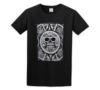 Kind Aztec Calendar Skull Sun Stone of Axayactl Day of The Dead Men Adult Short Sleeve Black M