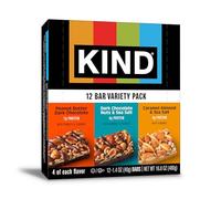KIND NutBars Favorites Lot de 12 boîtes de 40 ml, noix de chocolat noir et sel de mer, beurre d'arachide, chocolat noir, amande et sel de mer