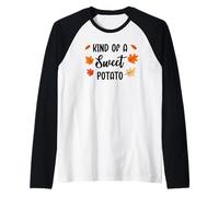 Kind of Sweet Potato Rude Potato Funny Thanksgiving Couples Manche Raglan