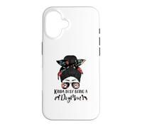 Kinda Busy Being A Dog Mom Pharaoh Hound Funny Messy Bun Coque pour iPhone 16