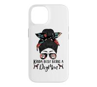 Kinda Busy Being A Dog Mom Plott Hound Funny Messy Bun Coque pour iPhone 14