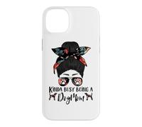 Kinda Busy Being A Dog Mom Plott Hound Funny Messy Bun Coque pour iPhone 14 Plus