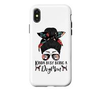Kinda Busy Being A Dog Mom Plott Hound Funny Messy Bun Coque pour iPhone X/XS