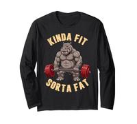 Kinda Fit Sorta Fat Fitness Funny Hippo Haltérophilie Manche Longue