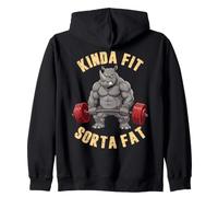 Kinda Fit Sorta Fat Fitness Funny Rhino Haltérophilie Sweat à Capuche