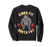 Kinda Fit Sorta Fat Fitness Funny Rhino Haltérophilie Sweatshirt
