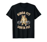 Kinda Fit Sorta Fat Funny Cat Haltérophilie Gym T-Shirt