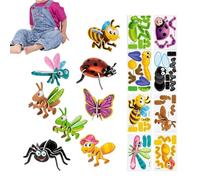 Kinder 3D-Bastelpuzzle Dschungel-Insekten Kreativset, DIY Puzzle für Mädchen, Künstlerisches Lernspielzeuewahrungsbox dient als ansprechende Raumdekoration für Kinder fördert zugleich