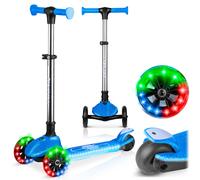 Ricokids Trottinette d'équilibre pour enfants - Socle lumineux - Roues LED - Guidon réglable - Jusqu'à 50 kg - Bleu brillant