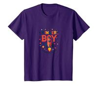 Kinder Boy Adventure Commence Son Voyage dans Une fusée Cosmique T-Shirt, Enfant, Violet, 4 Ans