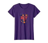 Kinder Boy Adventure Commence Son Voyage dans Une fusée Cosmique T-Shirt, Femme, Violet, S