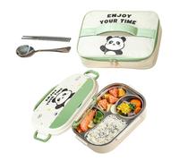 Kinder Brotdose - Edelstahl Behälter Mit Deckeln Und Besteckset, Tragbare Mikrowellengeeignete Aufbewahrungsbox mit Tragetasche - Für Ausflüge Kindergarten Vorschule Camping Schule