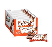 Kinder Bueno - Fine Gaufrette Enrobée de Chocolat au Lait avec un Coeur Lait et Noisettes - Goûter Fondant et Croustillant - Format à partager- 30 x 2 Barres (43g)