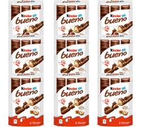Kinder Buono 6 barres gaufrées fourrées à la crème de noisettes 129g paquet de 9
