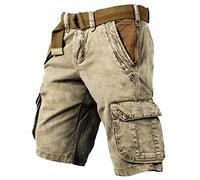 Kinder Cargoshorts aus Polyesterstoff, mit Taschen, Cargo-Design, geradem Schnitt, komfortable Passform, mit lockerem Alltagsnutzen, Fuer Sommer, Alltag und Urlaub bei saisonalem Kombilook, kaki, S