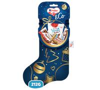 Kinder & Co Chaussette de Noël garnie de chocolats - 212 g | Idée originale à offrir pour Noël, 6 saveurs Kinder associées, rouge ou bleu