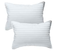 kinder Fluff Children Pillow (2Pack) 10x15in - First Pillow for Kids Age 2+, 100% Cotton Sateen Stripes Shell 300T, Down Alternative Fill, Machine Washable - Children & Travel Cushion - Yellow - XS