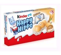 Kinder Happy Hippo Blanc, Chocolat Blanc et Lait, Pack de 3 x 5 Hippopotames, 103.5g